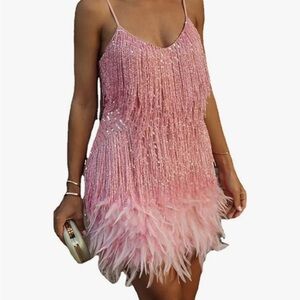 Elegant Pink Fringe Dress